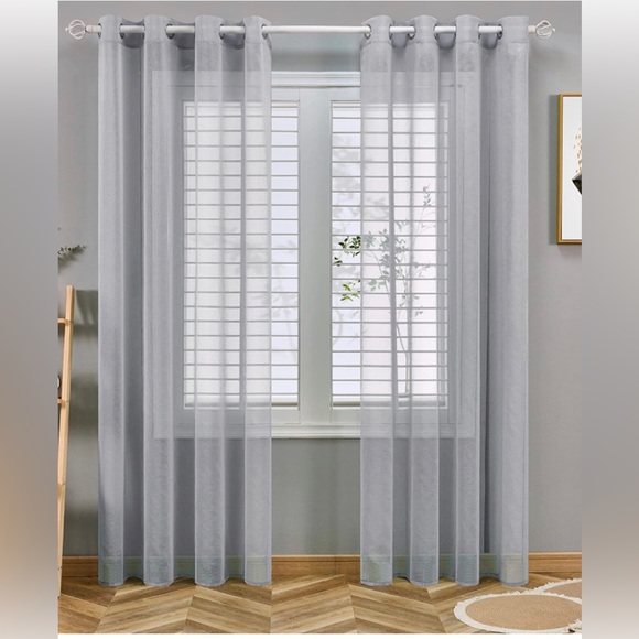 2 Sheer white Grommet set Curtain 54" x 84" (W x L) - Picture 2 of 5